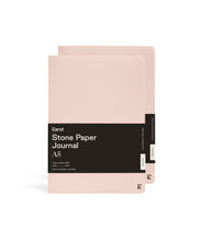 Hlaða mynd inn í gallerískoðara, Karst A5 stílabækur úr steinapappír. - Tvær bækur, línustrikuð og með auðum síðum, Ljós bleikar.